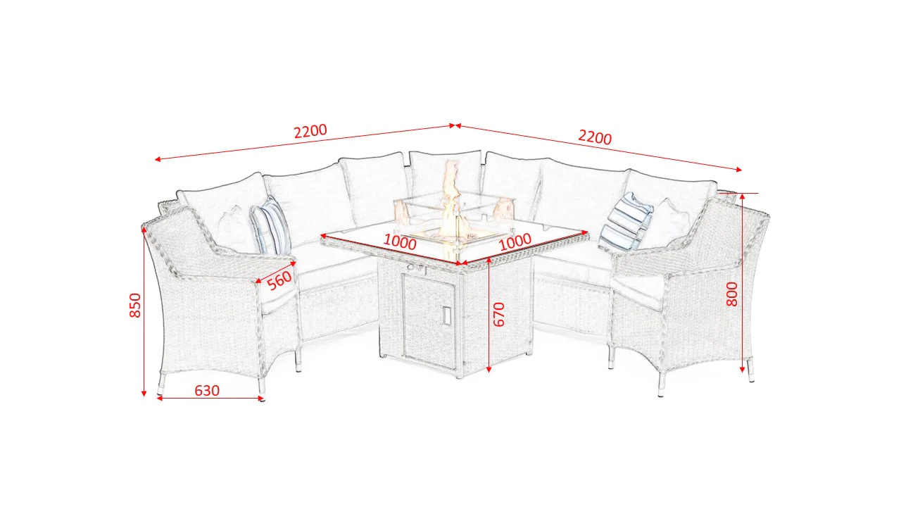 #2035 - 🔥 Florida Large Corner with Armchairs & Fire Pit Table 🔥 - Image 7