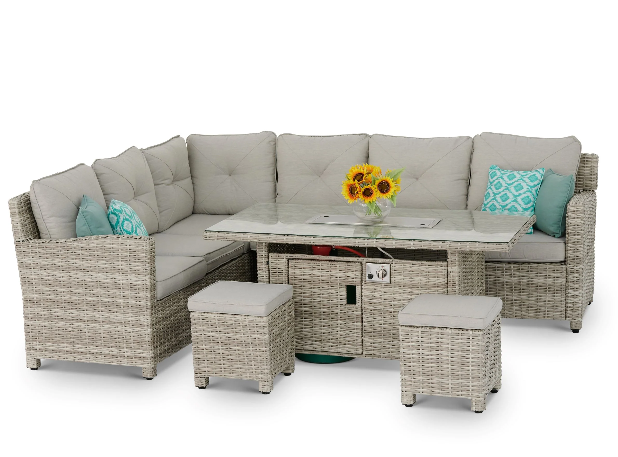 #3033 - π₯ Havana Luxury Corner Set with Fire Pit Table β Two-Tone Grey Rattan - Image 5