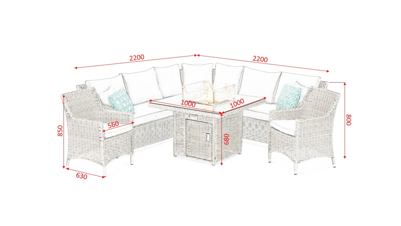 #3035 - 🔥 Havana Corner Fire Pit Set with 2 Luxury Armchairs - Image 11